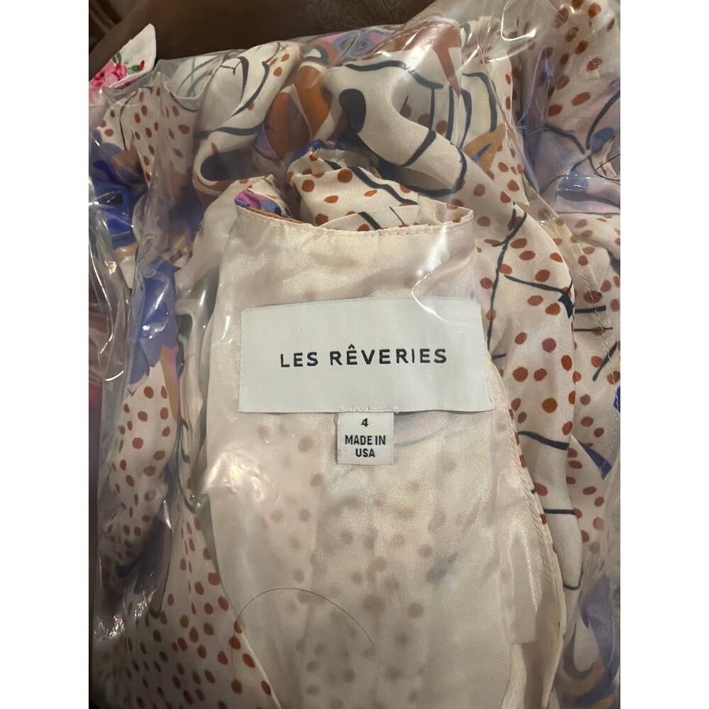 Les Reveries Floral Polka‎ Dot Wrap Midi Dress Purple Brown Blue Size 4 - Picture 6 of 6